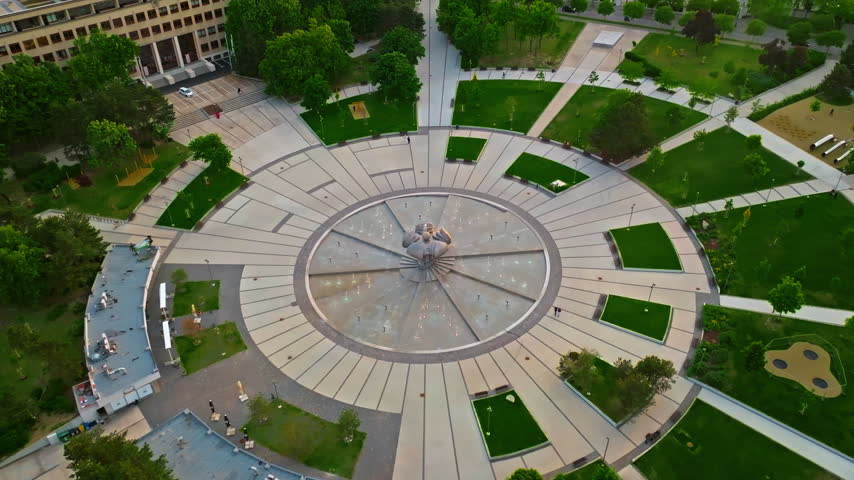 Aerial view of beautiful view of the old city center of Bratislava, Slovakia