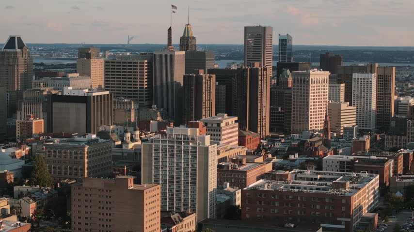 Aerial view of Baltimore on a summer day