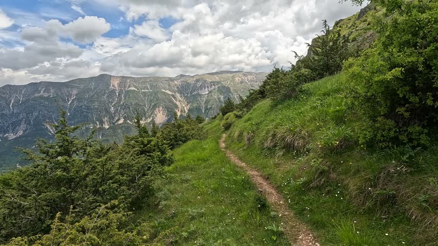 Hiking Along a Mountain Path in Tzoumerka National Park Greece