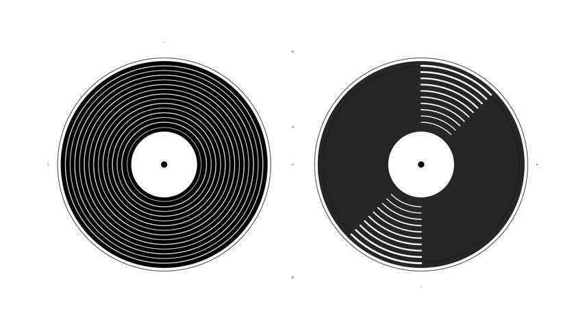Two Animated Vinyl Records Rotating on a Minimalist White Background.