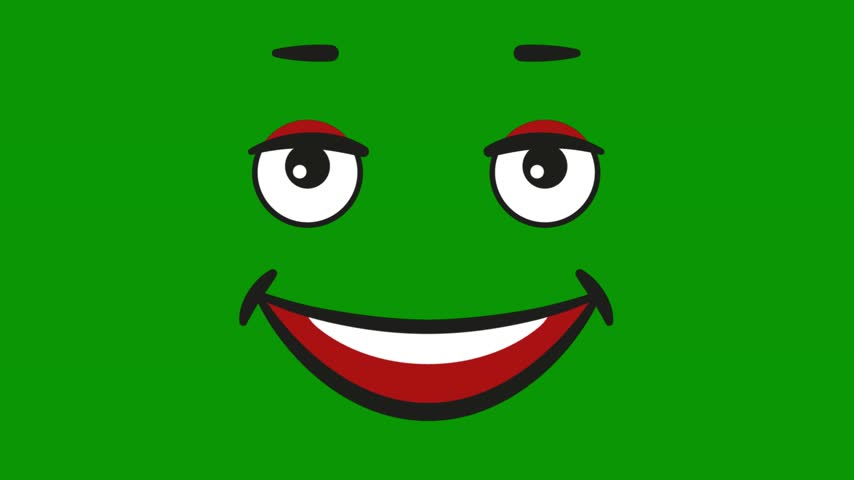 A green background with smiling face and smile on it 