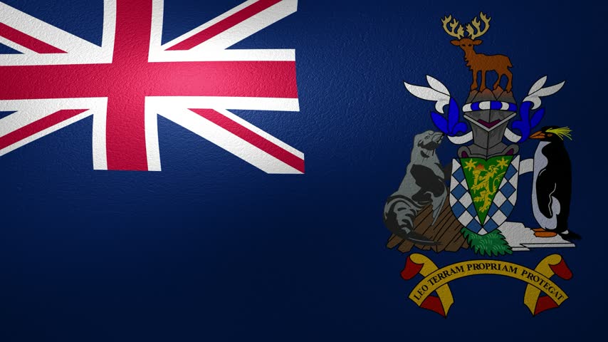 National flag of South Georgia and the South Sandwich Islands waving in the wind