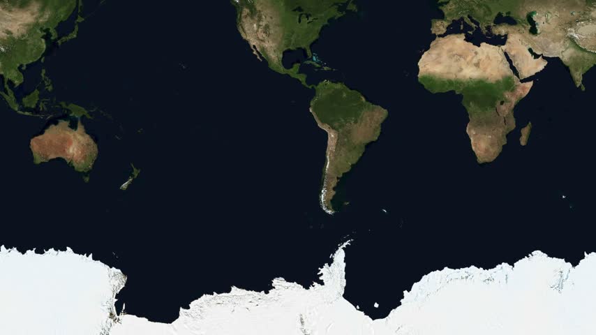 Satellite world map zooming in on Chile, country highlighted in red