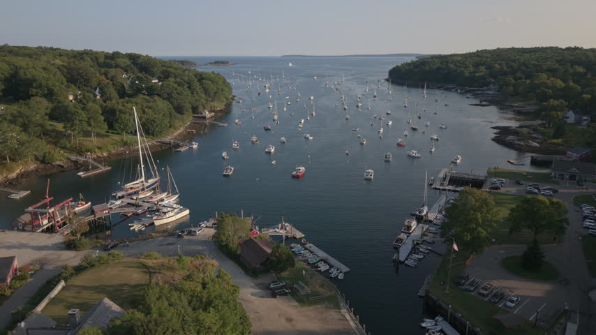 flying clockwise around Rockport Marine Park in Maine