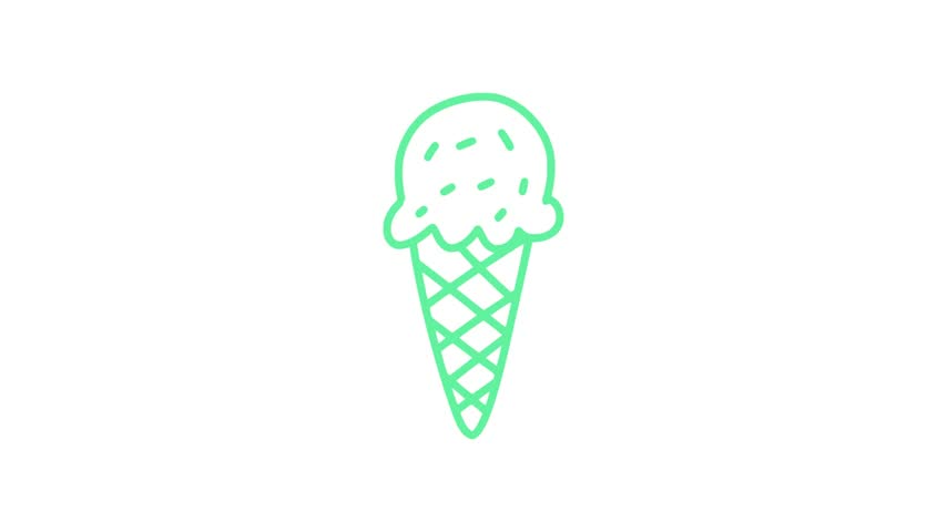 Simple Cute Ice Cream Outline Animation
