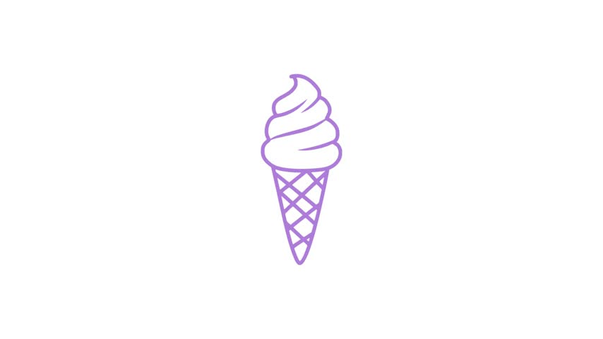 Simple Cute Ice Cream Outline Animation
