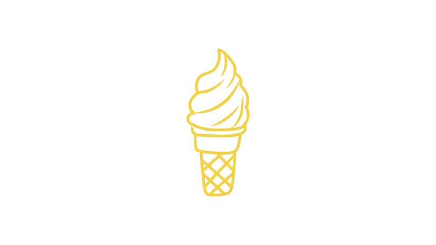 Simple Cute Ice Cream Outline Animation