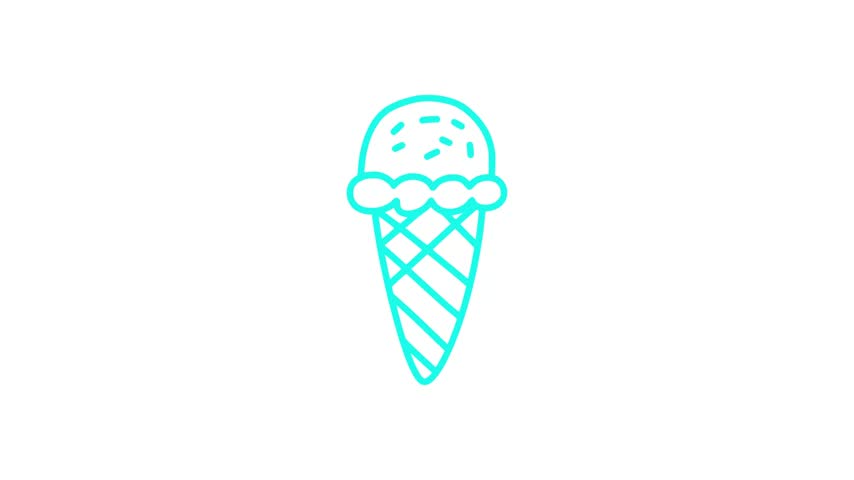 Simple Cute Ice Cream Outline Animation