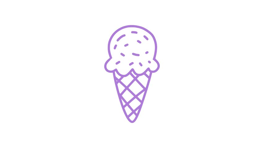 Simple Cute Ice Cream Outline Animation