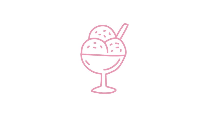 Simple Cute Ice Cream Outline Animation