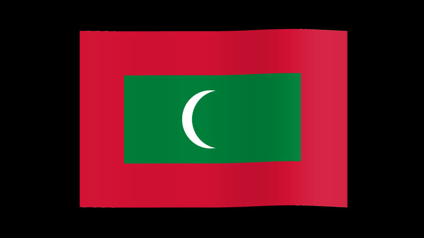 Maldives flag waving in a grid layout on black background