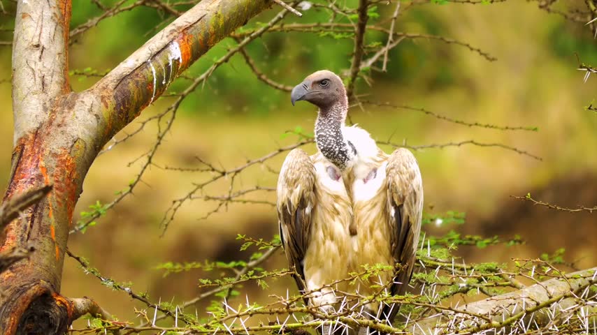 Vulture Standing on a Tree Branch in the Wild