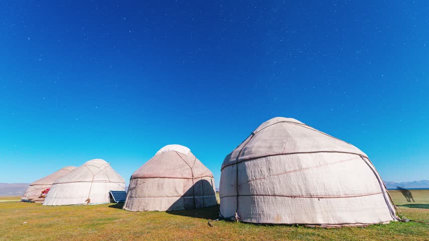 The starry sky above the nomads’ yurts in the steppe