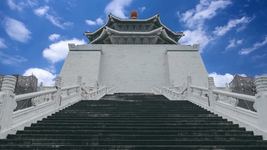 TAIPEI, TAIWAN Chiang Kai-shek Memorial Hall  in Taipei, TAIWAN, Asia. The building is famous landmark and must see attraction in Taipei.4K Timelapse of Chiang Kai Shek Memorial hall in Taipei City, Taiwan