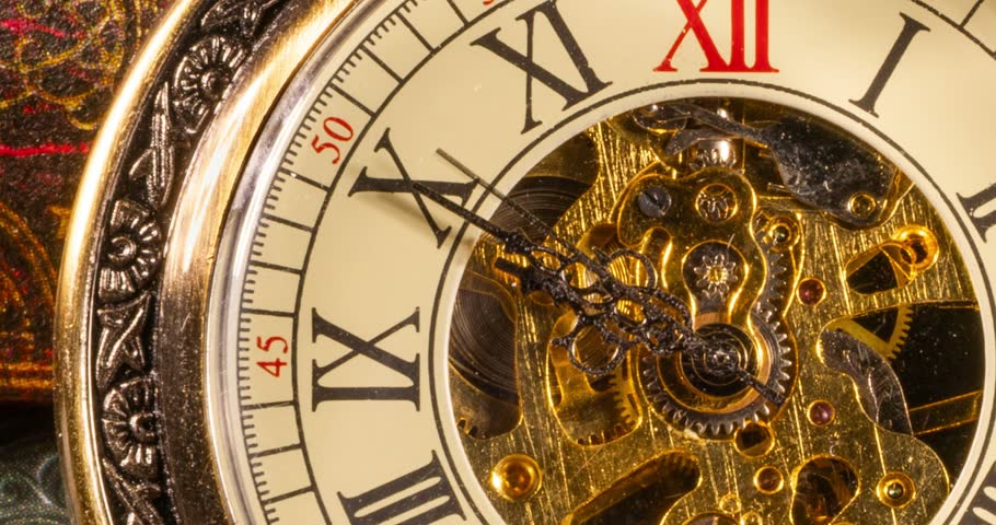 Pocket Watch Mechanism Time Lapse Symbolizing the Passage of Time.