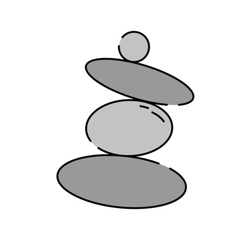 Zen Stones Flat design style icon animation with minimal, smooth transitions, and simple. No background. Alpha Channel