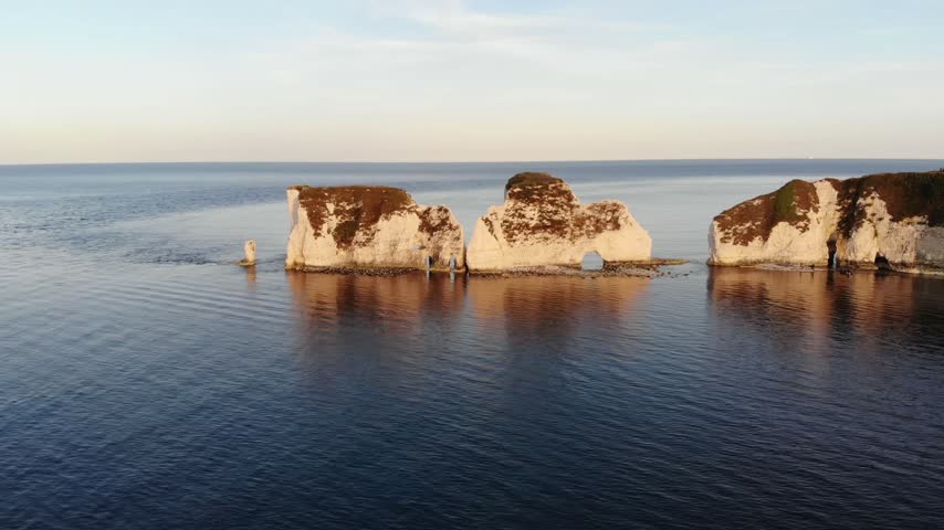Aerial Shot of Old Harry Rocks along the Dorset Coast, UK