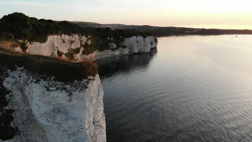 Aerial Shot of Old Harry Rocks along the Dorset Coast, UK