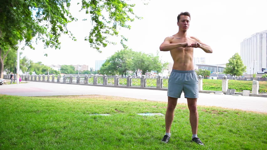 Man training outdoors at the park