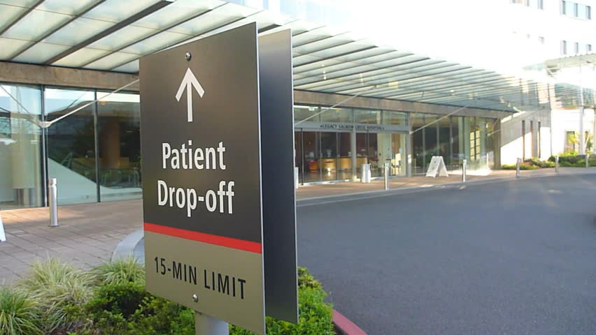 LEGACY HOSPITAL, WASHINGTON - CIRCA 2013: Hospital entrance exterior with sign