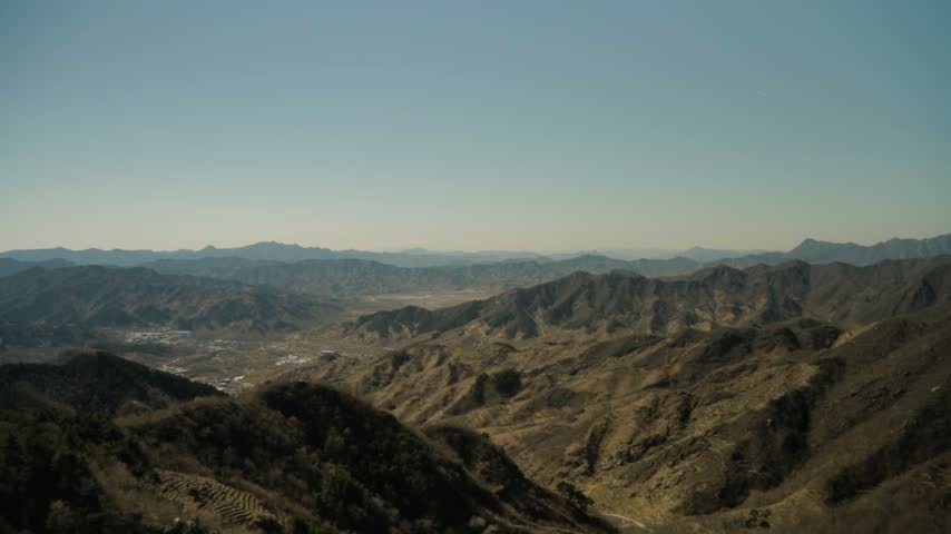 Expansive Mountain Landscape Near Mutianyu Section of Great Wall, Beijing, China