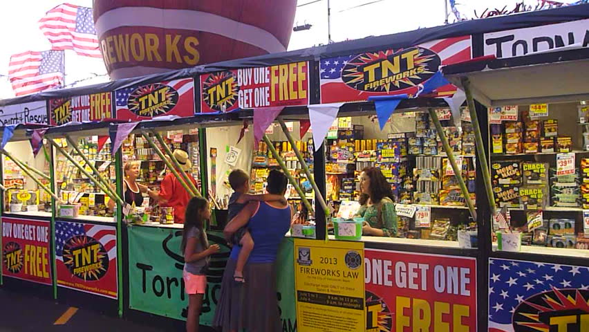 VANCOUVER, WASHINGTON - CIRCA 2013: People buying fireworks for the Fourth of