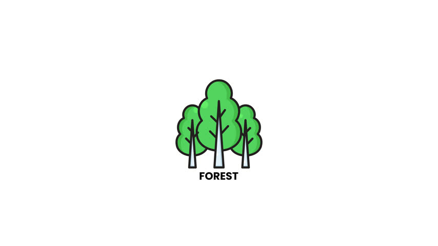 Green tree cartoon icon ideal for forest branding. Clean digital illustration suitable for naturethemed designs, logos, and labels.
