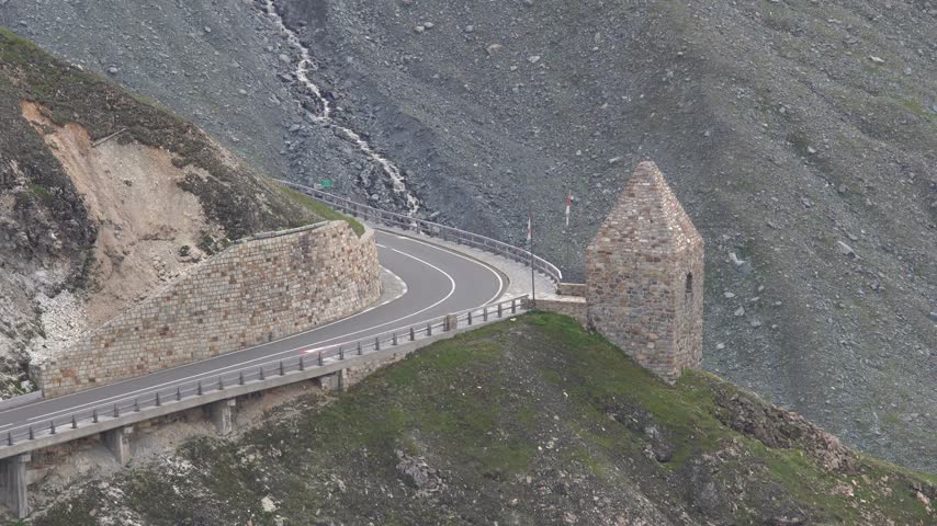 Bikers Riding Along the Scenic Grossglockner High Alpine Road in Austria