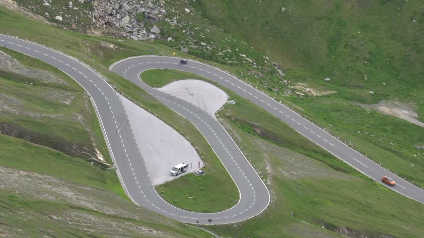 Bikers Riding Along the Scenic Grossglockner High Alpine Road in Austria