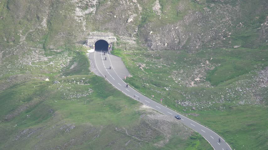 Bikers Riding Along the Scenic Grossglockner High Alpine Road in Austria