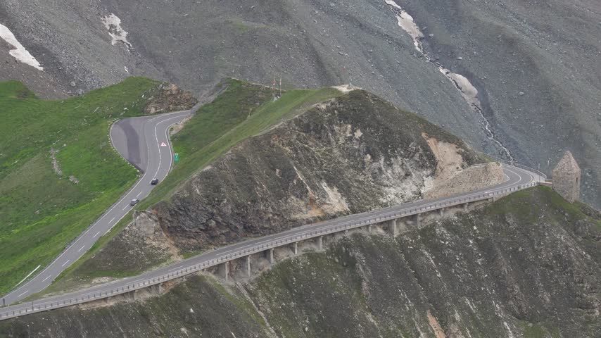 Cars Driving Along the Scenic Grossglockner High Alpine Road in Austria