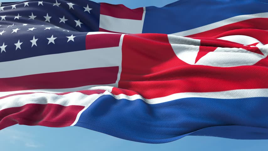 USA and North Korea Flag