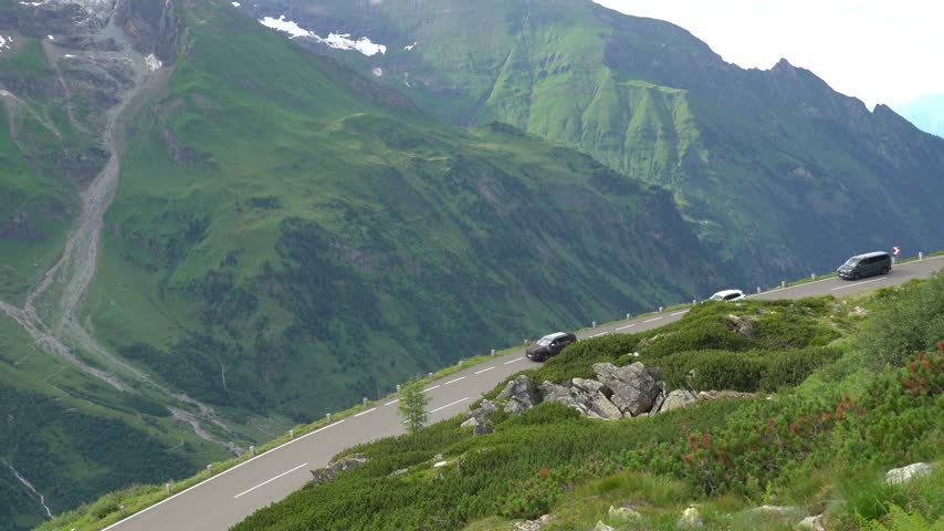 Cars Driving Along the Scenic Grossglockner High Alpine Road in Austria