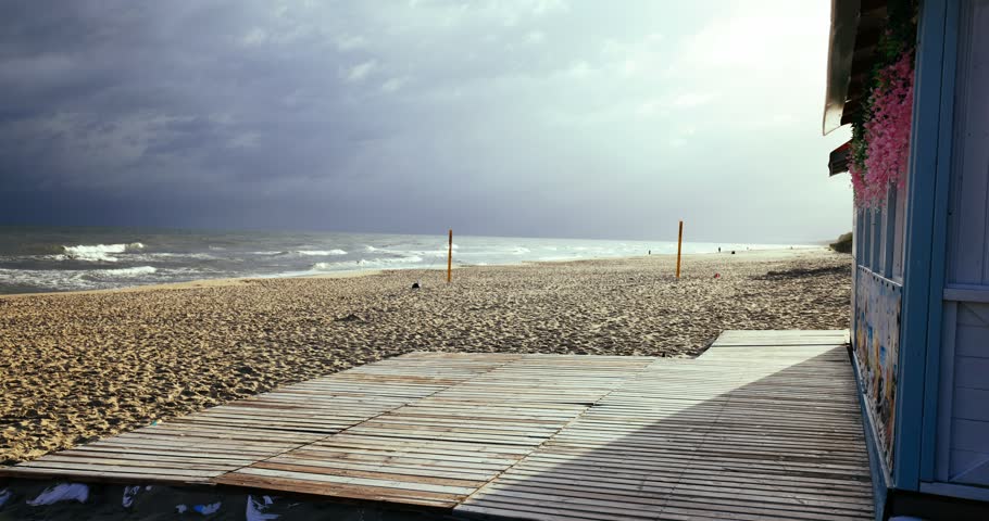 Poland, Stegna - 06-05-2026: People resting on a beach of Baltic Sea.