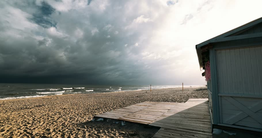 Poland, Stegna - 06-05-2026: People resting on a beach of Baltic Sea.