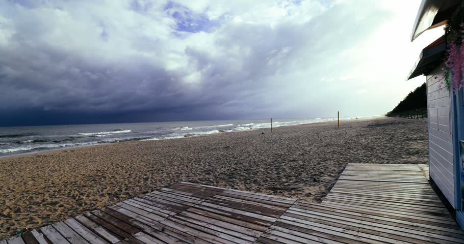 Poland, Stegna - 06-05-2026: People resting on a beach of Baltic Sea.
