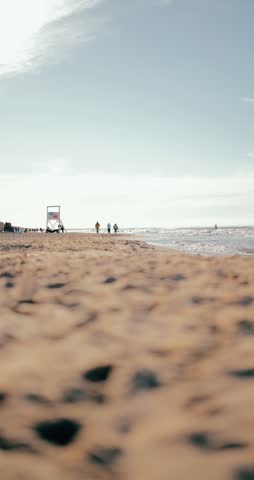 Poland, Stegna - 06-05-2026: People resting on a beach of Baltic Sea.