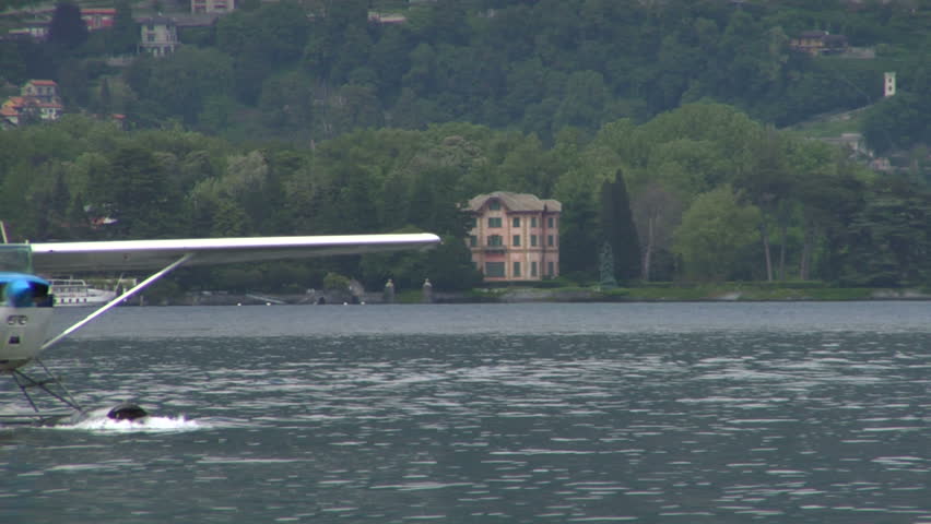 Float plane on lake