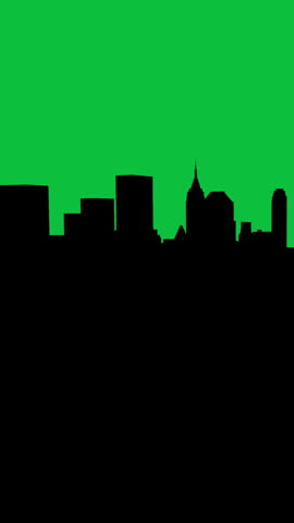 animation - City ​​silhouette on green screen