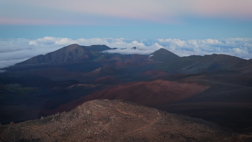 Arial view of Haleakala at sunset, Maui, Hawaii