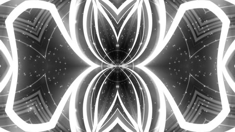 kaleidoscope sequence patterns Abstract multicolored motion graphics background, shows mandala fractal animation Beautiful bright ornament Seamless loop animated background loop black-white elements