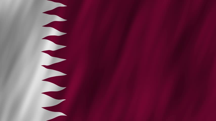 Qatar flag waving in the wind 4K animation background