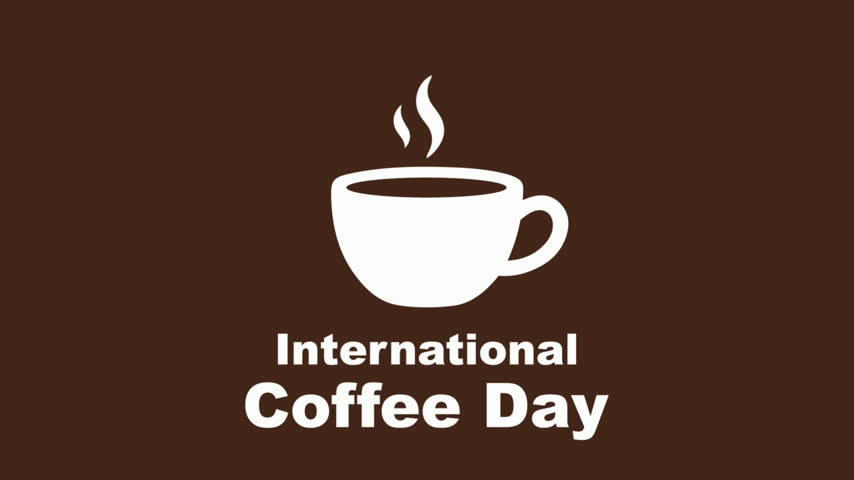 Coffee international day cup steam, art video illustration.