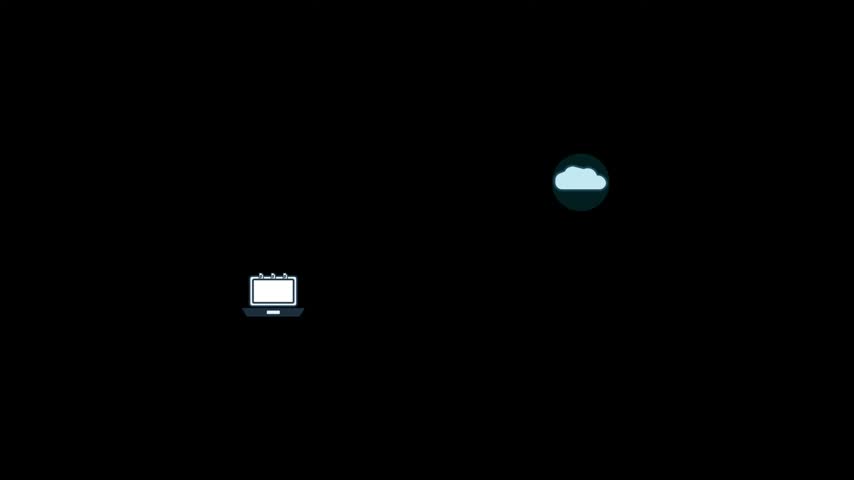 Digital cloud storage network and laptop computer connection vector graphic