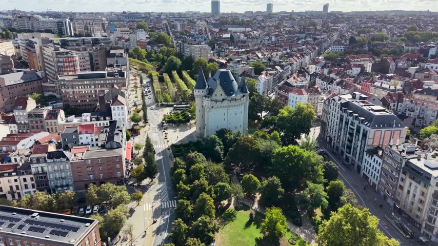 Brussels Belgium. Halle Gate In Brussels In Belgium. Downtown District. Medieval Castle Landscape. Europe Travel. Halle Gate In Brussels In Belgium. Beautiful Skyline Of Capital City Of Belgium.