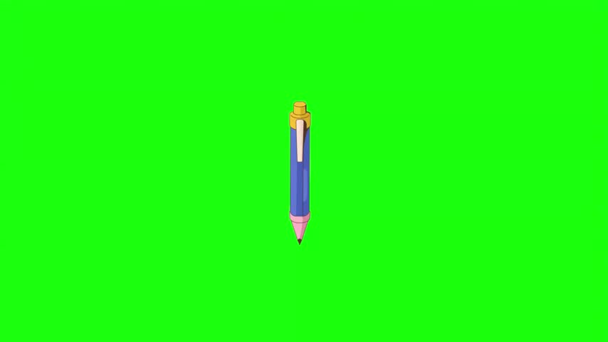 Blue mechanical pencil vector illustration isolated on green screen.   