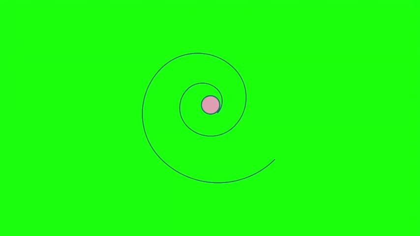 Pink ball on spiral path vector illustration isolated on green screen.   