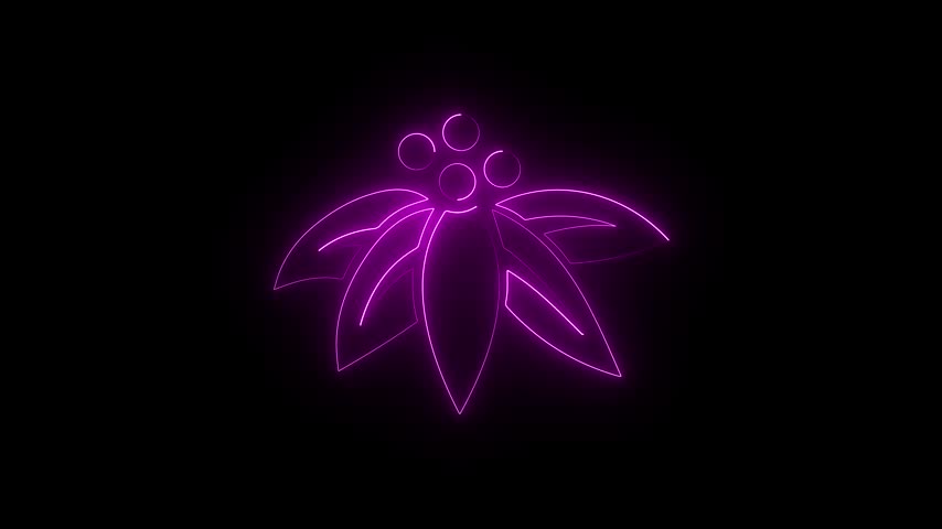 Glowing purple neon flower icon on dark background