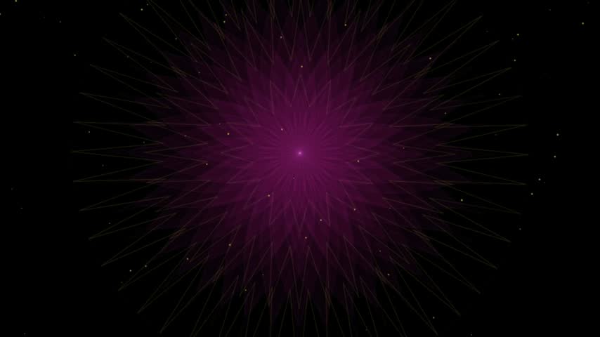 Abstract Magenta Geometric Star Mandala and Fireworks Animation