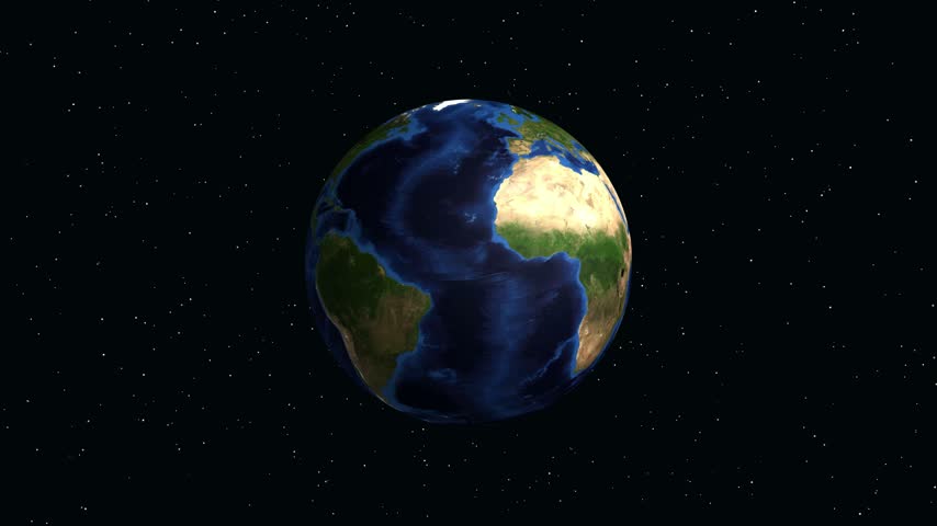 Digital earth rotates and zooms into North America, highlighting Provincetown with a location pin